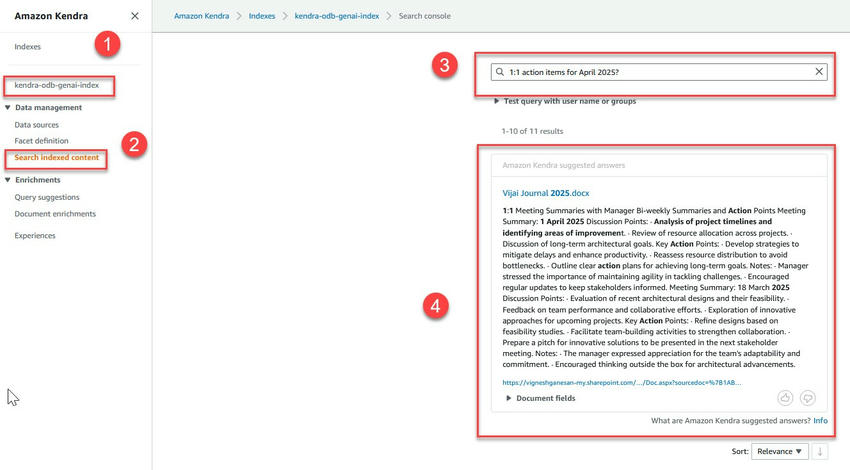 Search indexed content